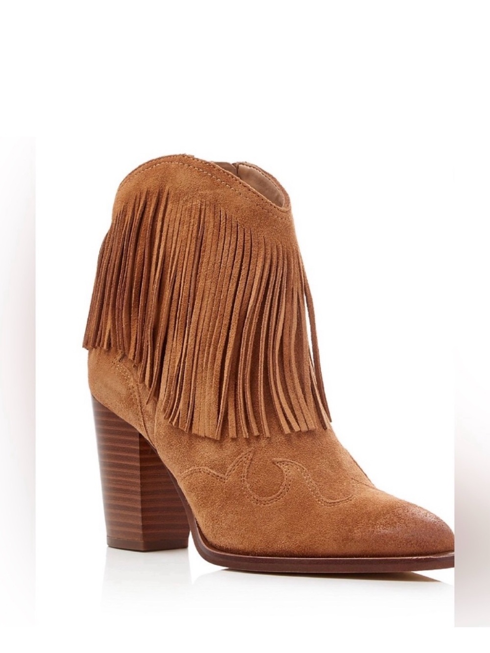 Sam Edelman Tan Suede Fringe Ankle Bootie